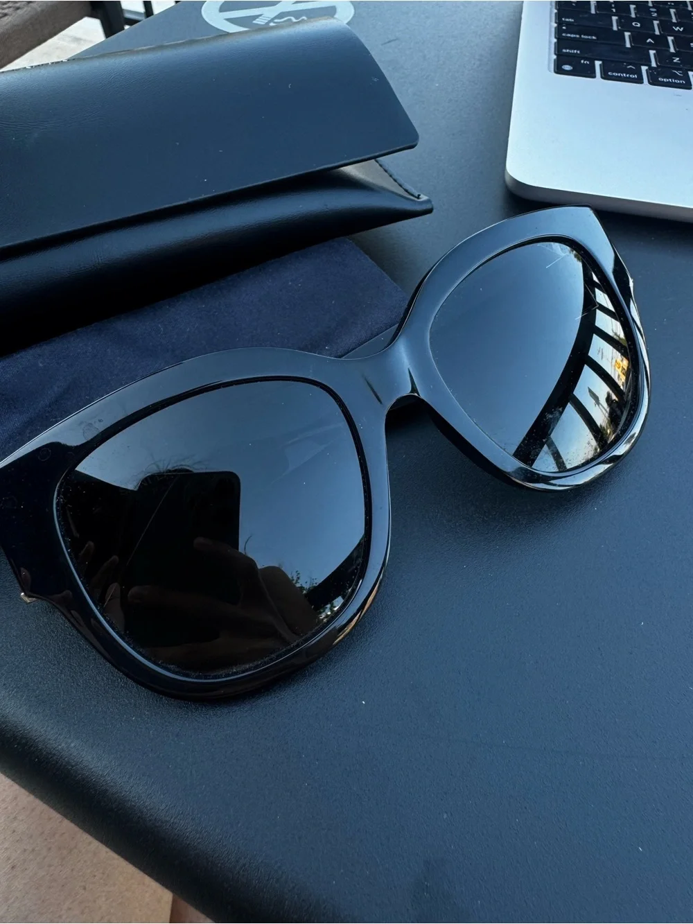 Saint Laurent Oversized Black Square Sunglasses with Gold YSL Accent